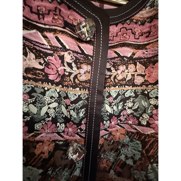 VTG Mulberry Silk Boutique Blouse with Jeweled Buttons Women's Size L - Picture 5 of 14
